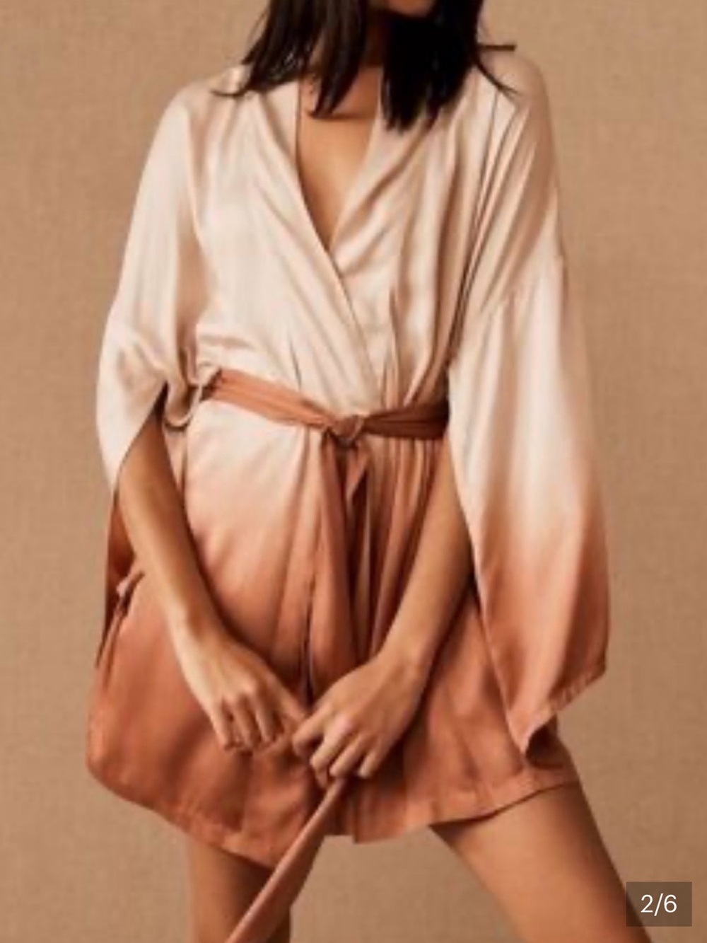 BHLDN Anthropologie Talea dip-die ombré robe features a distinct pink-to-peach